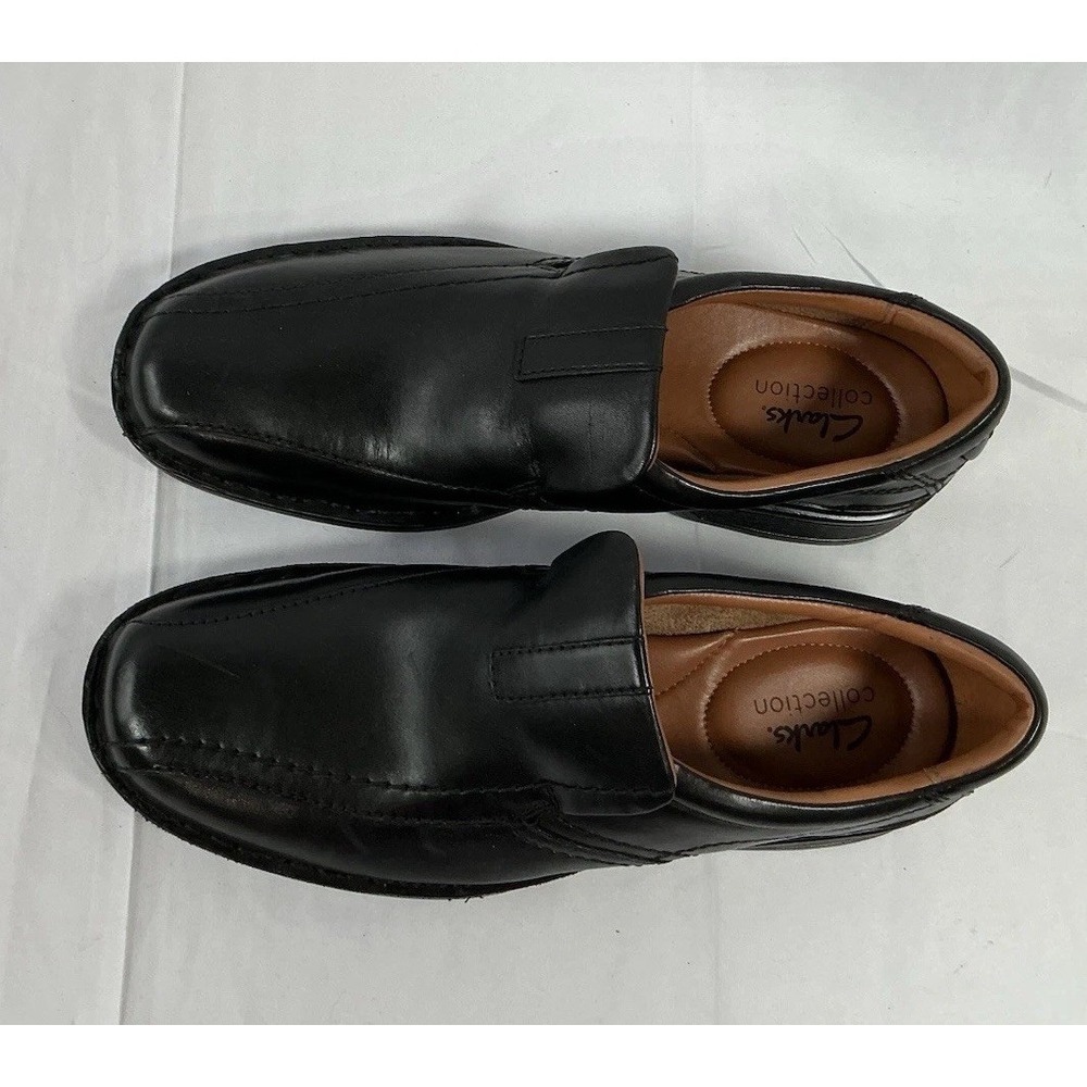 Clarks Collection Black Leather Slip On Loafer Dress Shoes Mens 9M